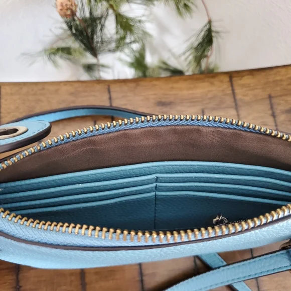 NWOT Joy Susan Mini Crossbody Wristlet Clutch - Light Blue Vegan Leather - Picture 7 of 8